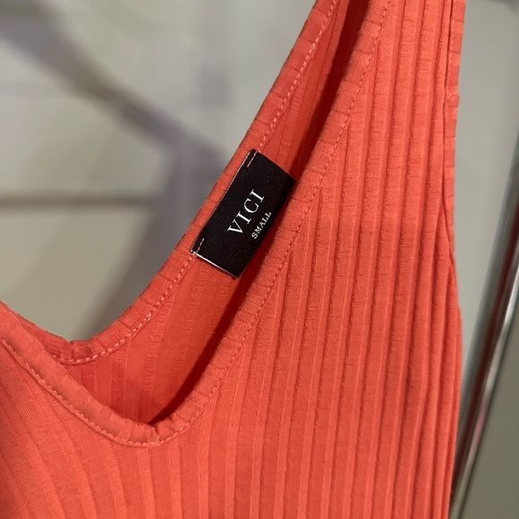 NWOT ORANGE Vici ribbed midi dress with slit - Picture 5 of 7